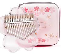 21 Keys Clear Kalimba Thumb Piano Full Kit, Sakura Shape Transparent Crystal Kalimba 17 Key with EVA Protective Case, Professional sical Instruments for Kid Adult Beginners,Clear 17 keys