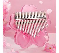 21 Keys Pink Kalimba 17 Keys Thumb Piano Christmas Musical Instruments, Transparent Acrylic Finger Piano Instrument with EVA Waterproof Protective Case for Adult Beginners,pink 21 keys