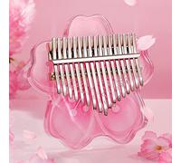 21 Keys Pink Kalimba 17 Keys Thumb Piano Christmas Musical Instruments, Transparent Acrylic Finger Piano Instrument with EVA Waterproof Protective Case for Adult Beginners,pink 17 keys