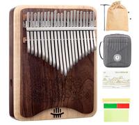 21 Keys Thumb Piano, Black Walnut and Maple Kalimba with Study Instruction Tuning Hammer Cleaning Cloth and Storage Case, Portable Finger Piano Mbira for Beginners