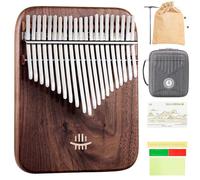 21 Keys Thumb Piano, Black Walnut Kalimba, Mbira with Song Book Tuning Hammer Cleaning Cloth and Piano Case, Portable Finger Piano for Beginners