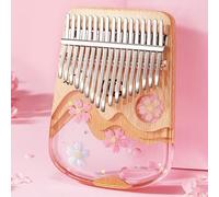 21 Keys Thumb Piano Crystal Kalimba, 17 Key Finger Piano sical Gift, Transparent Acrylic C Tone with EVA Bag, Stickers, Tuning Hammer, Cleaning Cloth,17keys sakura