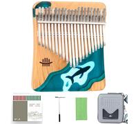 21 Keys Thumb Piano, Ocean Blue Ocean Whale Design Kalimba with Tuning Hammer Storage Case and Song Book, Gift for Beginners