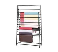 21-layer Ribbon Storage Rack, Double-sided Metal Organizer with Wheels for Easy Mobility, Ideal for Craft Vinyl Rolls, Scarves, Belts, and Towels