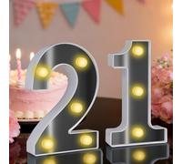 21 Light up Numbers, Led Light up 21, 6.3in Marquee Number Sign, 21st Birthday Decorations, Gift for Teenage Girls Birthday Party Wedding Anniversary Home Decor (21)