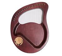 21 Metal String Lyre Harp, Wood Instrument, Saddle Mahogany Strings Lyre With Tuning Wrench, Carved Phonetic Symbols, Exquisite Carvings, For Adults Beginners (Color : Brown)