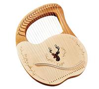 21 Metal Strings Lyre Harp Box Lyre Harp Spruce Topboard Mahogany Backboard String Instrument with Tuning Wrench Strings Picks Music Note Sticker