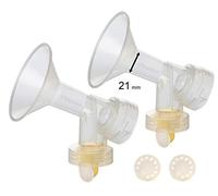 21 mm 2xOne-Piece Small Breastshield w/Valve and Membrane for Medela Breast Pumps; Replacement to Medela PersonalFit 21 Breastshield and Personal Fit Connector; Made by Maymom