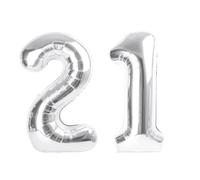 21 Number Balloons, 12 Balloons, 12th Silver Party Decorations 40 In Big 21st for Girl Boys Engagement, Wedding, Celebration Party, Graduations, Photo Shoot