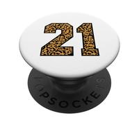 21 Number Leopard Twenty-One Team Sports Varsity Matching PopSockets Adhesive PopGrip