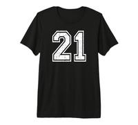 21 Number Twenty-One Team Sports Grunge Varsity Matching Premium T-Shirt
