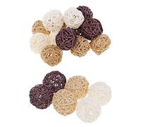21 Pack 3cm - 7cm Wicker Rattan Balls, Garden, Wedding, Party Decorative Crafts, Vase Fillers, Rabbit, Parrot, Bird Toys, White, Coffee, Natural Color Deft