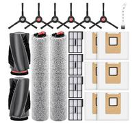 21 Pack Accessories Kit Compatible with eufy E28 Omni / E25 Omni Robot Vacuum, Replacement Parts include 1 Set(2) Main Brushes, 6 Dust Bags, 4 Filters, 2 Roller Mops, 6 Side Brushes, 1 Cleaning Tool