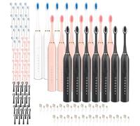 21 Pack Adult Electric Toothbrush Rechargeable Sonic Electric Toothbrush with 4 Brush Heads 6 Modes Timer Function IPX7 Waterproof 3 Colors