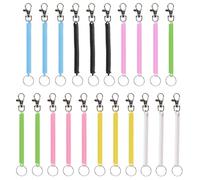 21 Pack Retractable Spring Coil Keychain, Stretchy Spiral Lanyard Safety Key Chain, Anti-Lost Stretch Cord with Keyring Lobster Clasp for Key Cellphone Wallet