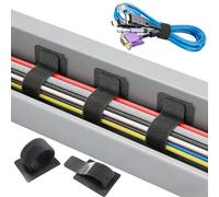 21-Pack Self-Adhesive Cable Ties, Reusable Fastening and Organizing Data Cables, Cable Management Ties, Suitable for Headphones, Mobile Phones, and Electronic Devices Under The Table (Black/21pack)