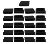 21 Pcs 100 x 100 mm Square Ribbed Plastic Tube Insert End Cap Furniture Floor Protector, for 3.82 to 3.9 Inch Internal Size