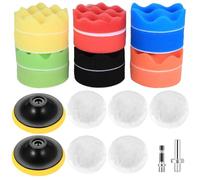21 Pcs 3 Inch Drill Polishing Pads for Car Polishers and Buffers for Drill Attachment, Car Polishing Sponges Pads, Car Polishing Kit, Wool Polishing Buffing Pads for Auto Polisher Sanding Waxing