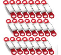 21 Pcs Blank Slide On Silent Dog Cat ID Tags, Blank S/M/L Quiet Chew-Proof Dog Cat Collar Tag, Stainless Steel Silicone Pet Name Tag (S, Red)