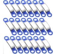 21 Pcs Blank Slide On Silent Pet ID Tags, Blank S/M/L Quiet Chew-Proof Pet Collar Tag, Stainless Steel Silicone Dog Cat Name Tag (S, Blue)
