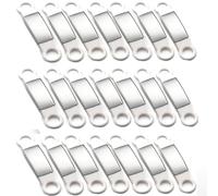 21 Pcs Blank Slide On Silent Pet ID Tags, Blank S/M/L Quiet Chew-Proof Pet Collar Tag, Stainless Steel Silicone Dog Cat Name Tag (M, White)
