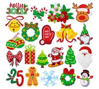 21 PCS Christmas Iron on Patches Unique Designs Embroidered Holiday Appliques for Clothing Jackets Trucker Hats Backpack Jeans Bags Festive Xmas DIY Repair Decoration