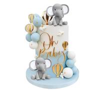 21 PCS Cute Baby Elephant Pearl Balls Cake Decoration Mini Balloon Cake Topper Baking Cake Decorations DIY Elephant Theme Party Supplies for Birthday Party Baby Shower Wedding - Blue