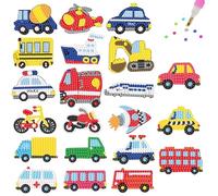 21 PCS Diamond Art Kits for Kids, Transportation Themed Sticker and Rhinestone Craft Set, Gems, Tools for Toddlers Boys Girls and Adult Beginners, Fun DIY Activity and Creative Gift Idea (style two)