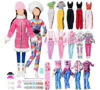 21 Pcs Doll Clothes and Accessories, Compatible with 11.5inch/30cm, Winter Ski Sports Random 6 Ski Accessories 1 Ski Jumpsuit 1 Scarf 3 Hats 2 Ski Tops 5 Pants 2 Casual Tops 1 Coat 1 Waist Bag