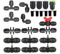 21 PCS Drip Irrigation Fittings Kit for 1/2 inch to 1/4 inch Irrigation Tube Anti-Drop Premiun Quality Fitting,Barbed Locked Nuts Connectors(Black)