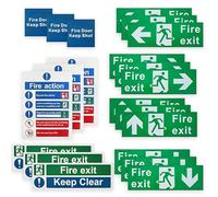 21 Pcs Fire Exit Sign Kit (Right, Left, Up, Down Arrow) High Visibility Fire Action Notice Sign Self Adhesive Vinyl Sticker Safety Signs Durable Extinguisher Signs for Commercial And Home Safety