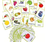 21 Pcs Fruit Flash Cards, Learning First English Word Cards for Teacher/Autism Therapists Home school ESL Teaching Aid Materials, Tools