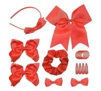 21 Pcs Girls Hair Accessories Accessories Kit,Red School Hair Accessories,Red Bow Elastic Hair Band Ponytail Holder Bow Headband Hair Clips Ribbon Hair Barrettes for Toddlers Christmas Birthday Gift