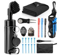 21 Pcs Golf Essentials Kit, Golf Club Cleaning Kit - Golf Club Brush & Golf Towel, Golf Ball Bag & Tees Holder & 2 Sizes Tees, Divot Repair Tool & Ball Marker, Must Haves Golf Accessories