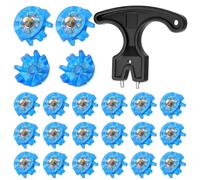 21 Pcs Golf Shoe Spikes Replacements Set 20 Pcs Golf Shoe Spikes Replacements with 1 Pcs Golfs Shoes Cleats Wrench Tooth Stinger Screw Cleats Universal Non-Slip Golfs Shoes for Cricket Sho-es, Blue