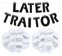 21 PCS Goodbye Party Decorations Later Traitor Banner with Office Leaver Funny Balloons for Going Away Farewell Retirement Job Change Relocation Quitting Party Decoration Black