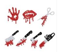 21 PCS Halloween Killer Cupcake Toppers,Horror Bloody Knife Cupcake Decor, Have A Killer Birthday,Halloween Zombie Vampire Birthday Party Decorations Supplies