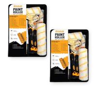 21 Pcs Paint Roller Set - Paint Rollers and Trays Sets - Paint Brush, Masking Tape for Painting, Paint Mixer - Roller Sets for Painting Walls, Edges & Ceilings - Bundle of 2