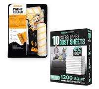 21 Pcs Paint Roller Set with 10x Large Dust Sheets - Complete Painting Kit with Rollers, Brushes, Trays, Masking Tape & Plastic Sheets for Walls, Ceilings & Furniture Protection