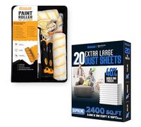21 Pcs Paint Roller Set with 20x Large Dust Sheets - Complete Painting Kit with Rollers, Brushes, Trays, Masking Tape & Plastic Sheets for Walls, Ceilings & Furniture Protection