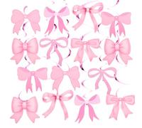 21 Pcs Pink Bow Decorations Party Hanging Swirls for Girls Women Cute Coquette Bow Birthday Decorations So Sweet Bows Room Decor Baby Shower Decor