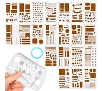 21 Pcs Plastic Journal Stencils Set, Reusable Journaling Templates with Banners & Frames, Translucent PET DIY Drawing Stencils for Planner Notebook Scrapbook Decor (17.8x10.2cm)