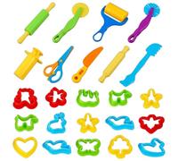 21 Pcs Play Dough Tools Set, Plastic Cutters Rollers for Creative Play | 21-Piece Play Dough Tools Set, Plastic Material, Includes Cutters, Rollers, and Extruders, Ideal for Home Play, Classroom