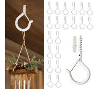 21 Pcs Screw in Hooks for Hanging, Q Hanger Hooksset with Safety Buckle, Screw Hook Set, Ceiling Hooks for Hanging Plants Fairy Lights Mugs Bird Feeders Cups Decorations, with Wall Anchors