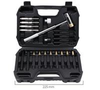 21-Piece Double-Sided Copper Punch Set with 4-Head Smart Hammer & Non-Slip Bench Block for Metalworking, Jewelry Making, and Mechanical Maintenance 19PCS