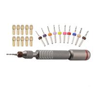 21-Piece Hand Drill Bit Set with Chuck for Mini Pin Vise, Aluminum Alloy DIY Tool for Jewelry Making, Wood Carving and Model Assembly