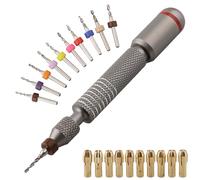 21-Piece Hand Drill Bit Set with Mini Pin Vise and 10 Collet Chucks for Precision Jewelry Making, Wood Crafting & Model Assembly