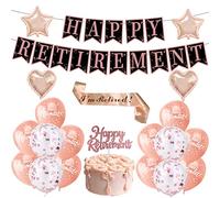 21-Piece Retirement Party Decorations Set - Gold "Happy Retirement" Banner, "I’m Retired" Sash, Black & Gold Balloons & More - Complete Retirement Party Supplies (Rose Gold)