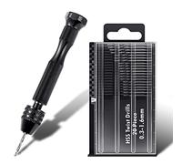 21 Piece Set of Pin Vise Includes Hand Drill Pin Vise and 20 Pieces Mini Helix Drill Bits (0.3 to 1.6 mm) for DIY Wood Clay Resin Casting Pendant Jewellery Making