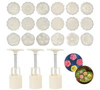 21 Pieces Bath Bomb Mold Kit, MaehSab 3 Pcs Round Bath Bombs Press with 18 Flower Pattern Stamps for Making DIY Bath Bombs Tools, Moon Cake Making Mold for Mid-Autumn Festival, Dessert Baking Mold